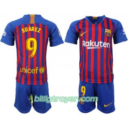Billige Fotballdrakter FC Barcelona Suarez 9 Barn Hjemmedraktsett 2018/19 Kortermet